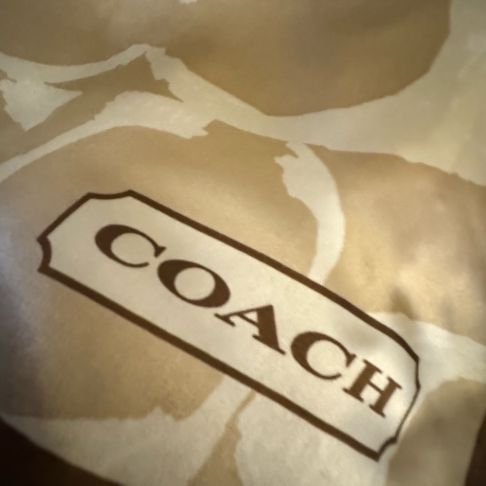 Coach Brown and Cream Patterned Silk Oblong Scarf